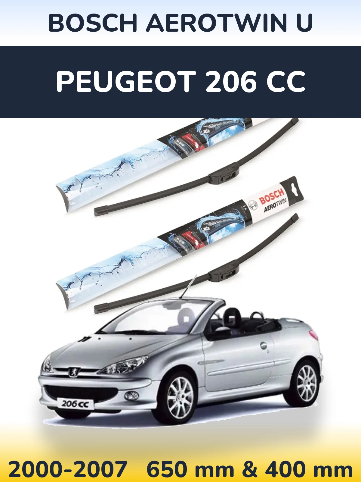 Ștergătoare BOSCH AeroTwin U pentru Peugeot 206 CC