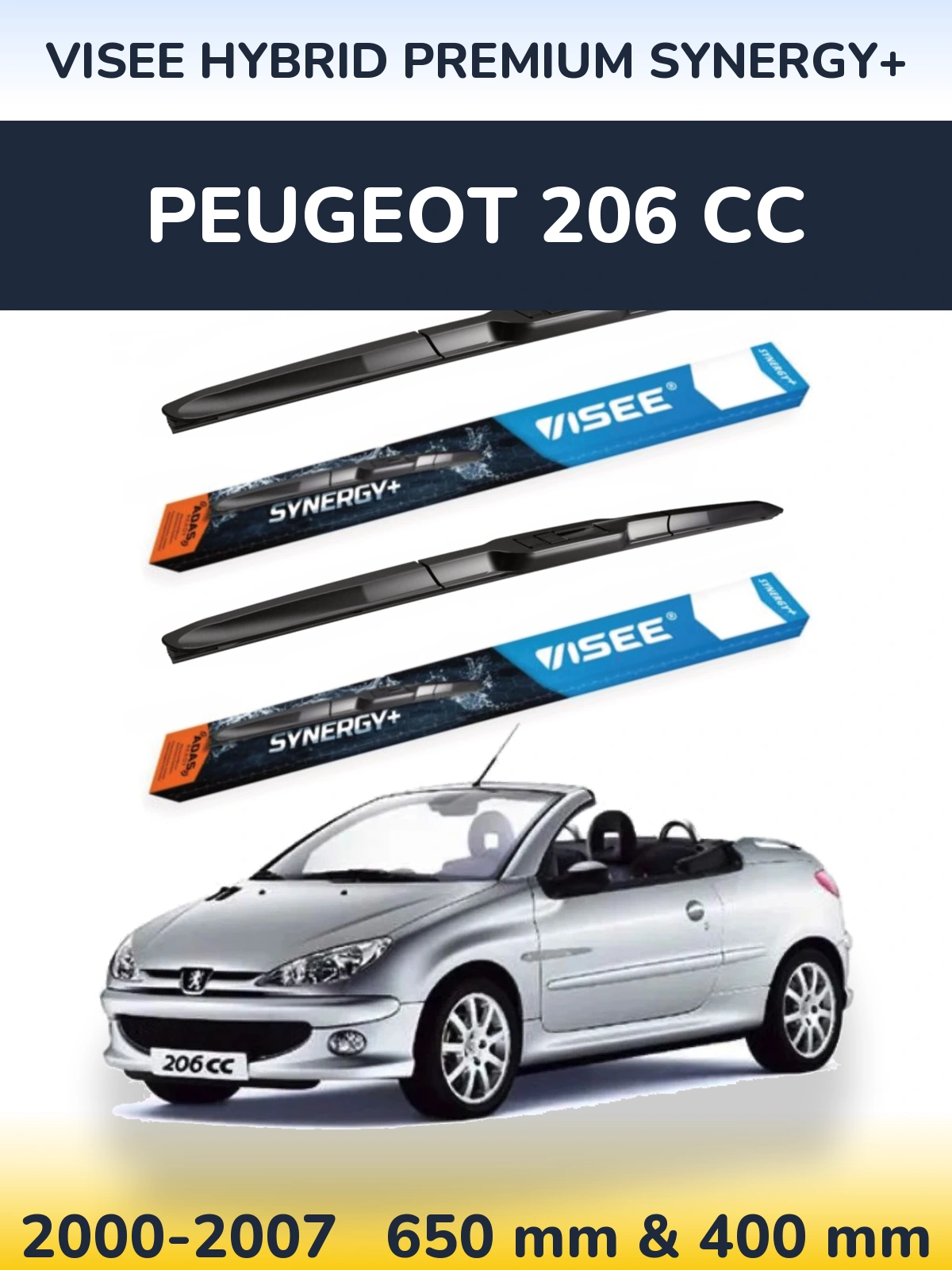 Ștergătoare VISEE HYBRID PREMIUM SYNERGY+ pentru Peugeot 206 CC