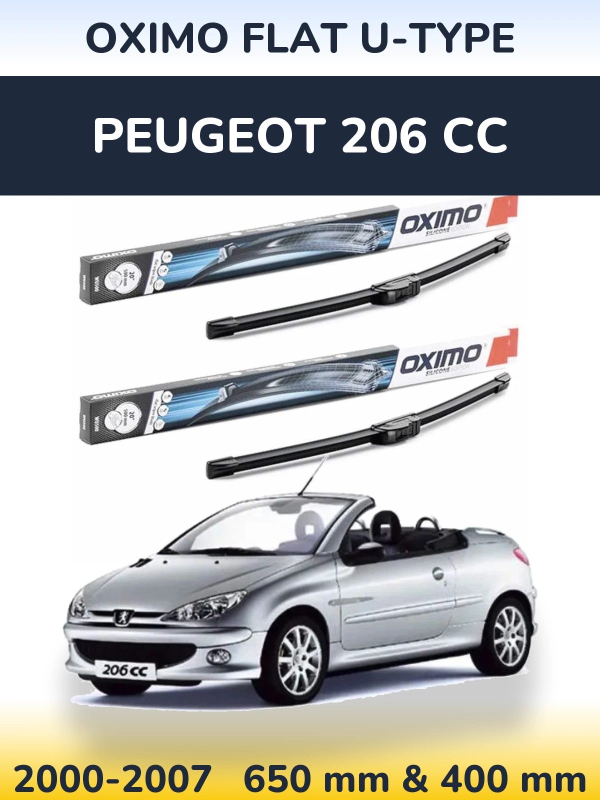 Ștergătoare Oximo Flat U-type pentru Peugeot 206 CC