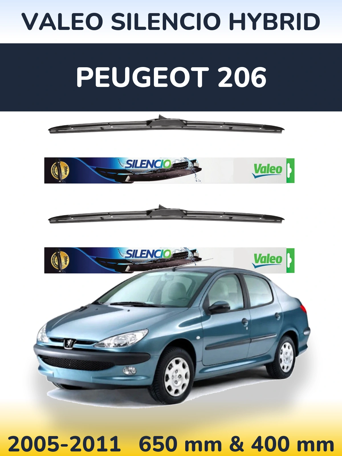 Ștergătoare Valeo Silencio Hybrid pentru Peugeot 206