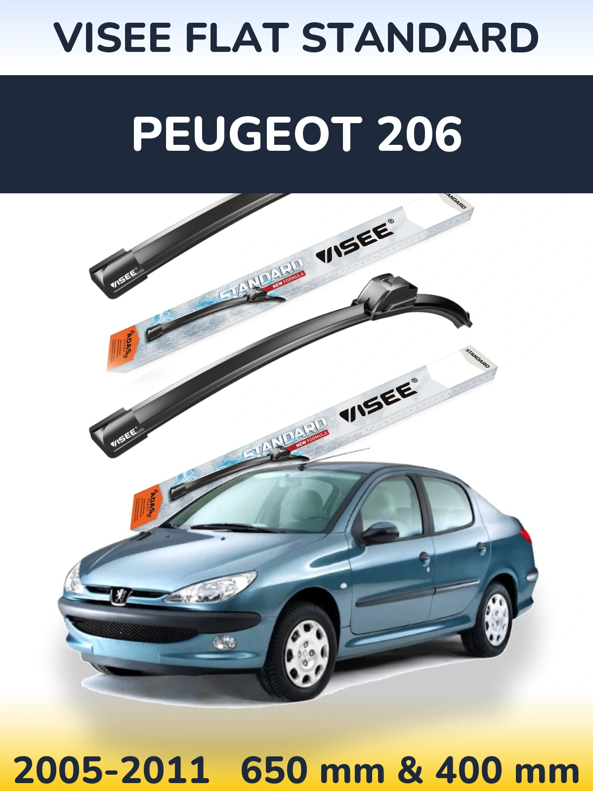 Ștergătoare VISEE FLAT STANDARD pentru Peugeot 206