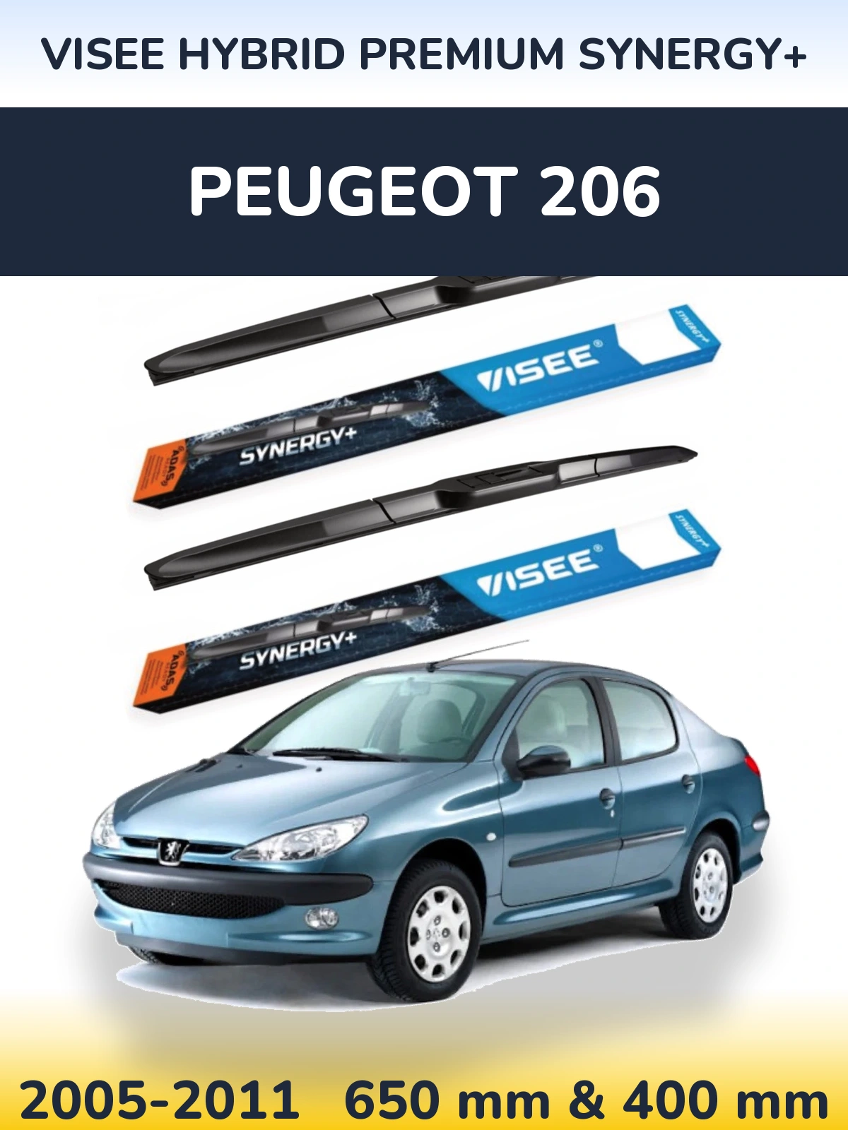 Ștergătoare VISEE HYBRID PREMIUM SYNERGY+ pentru Peugeot 206