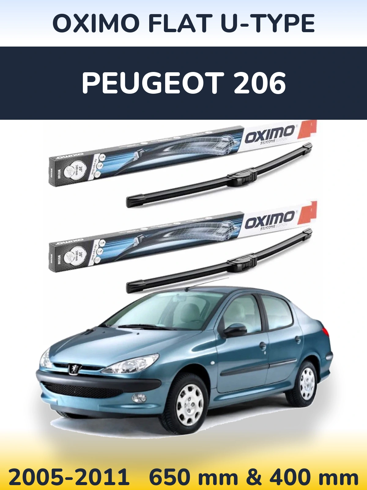 Ștergătoare Oximo Flat U-type pentru Peugeot 206