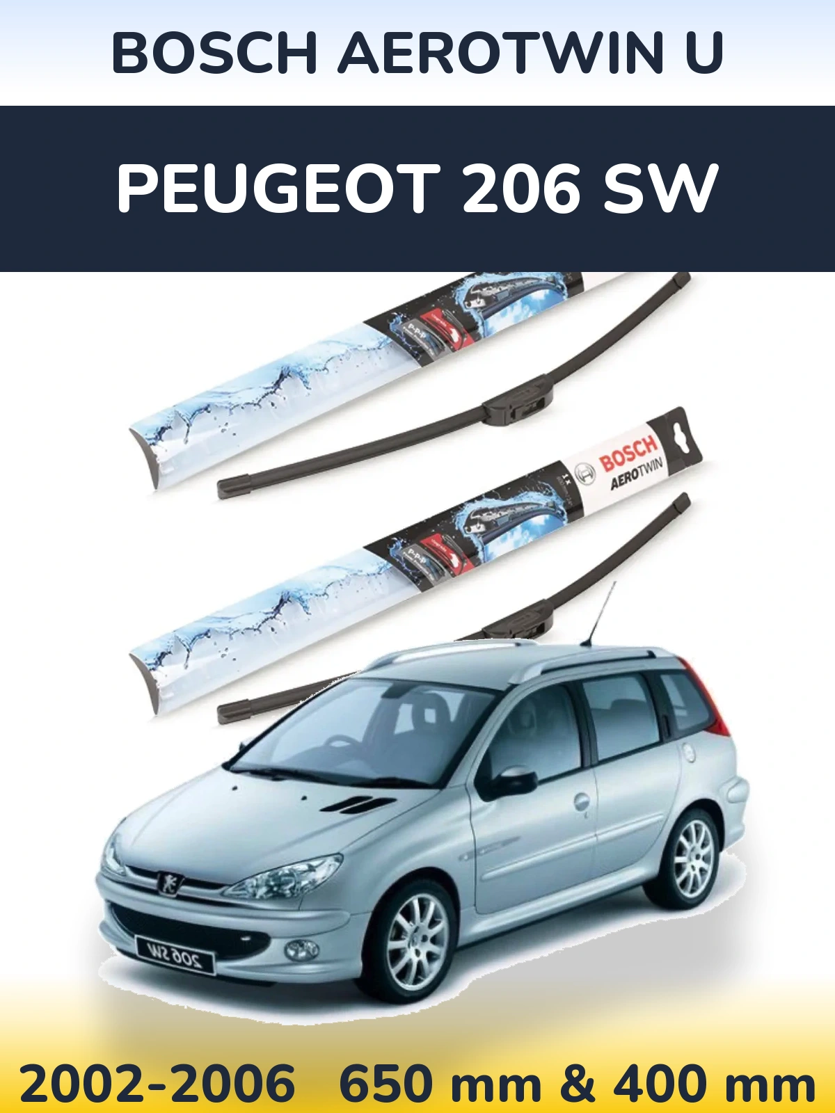 Ștergătoare BOSCH AeroTwin U pentru Peugeot 206 SW