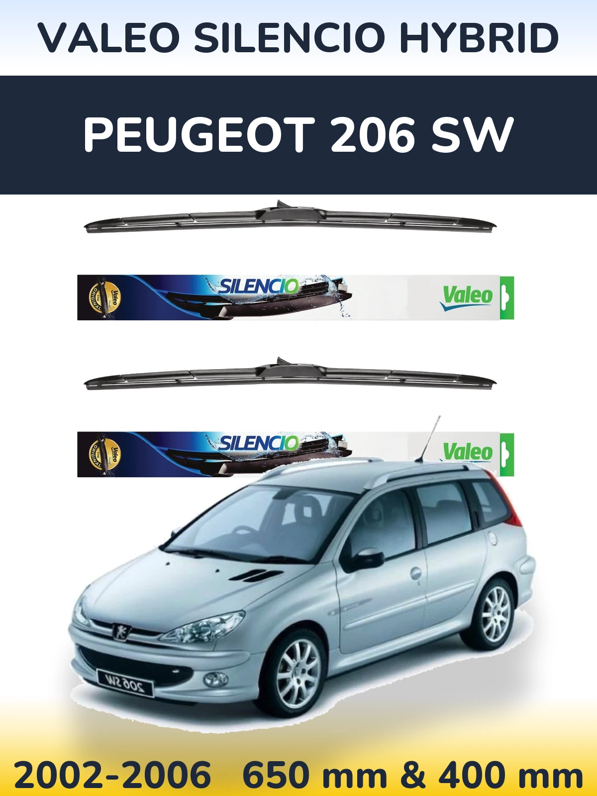 Ștergătoare Valeo Silencio Hybrid pentru Peugeot 206 SW