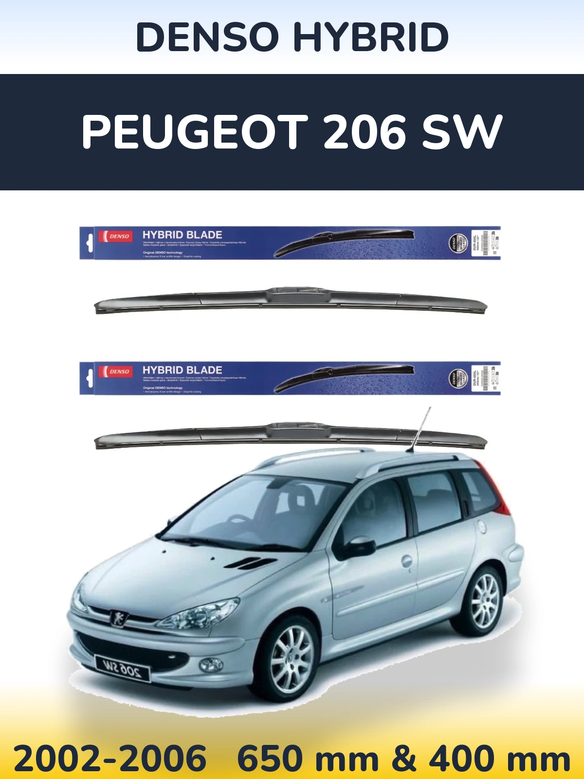 Ștergătoare Denso Hybrid pentru Peugeot 206 SW