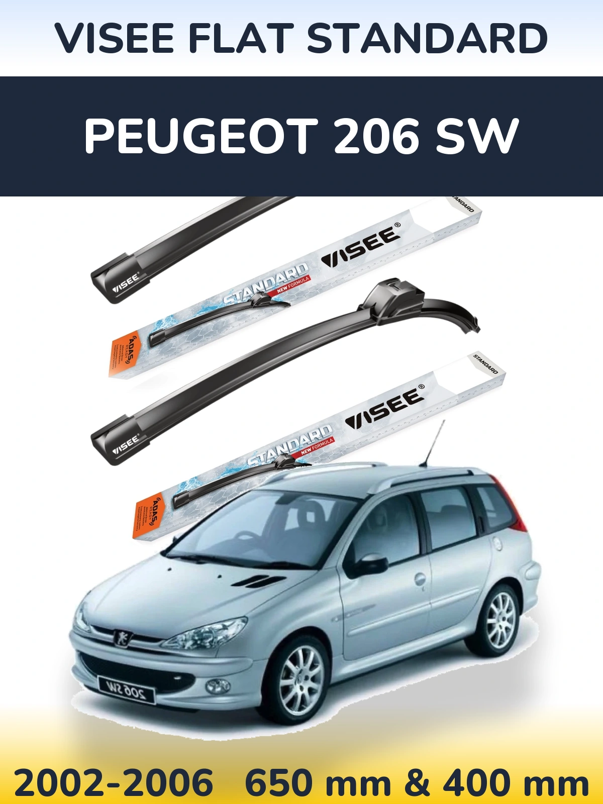 Ștergătoare VISEE FLAT STANDARD pentru Peugeot 206 SW