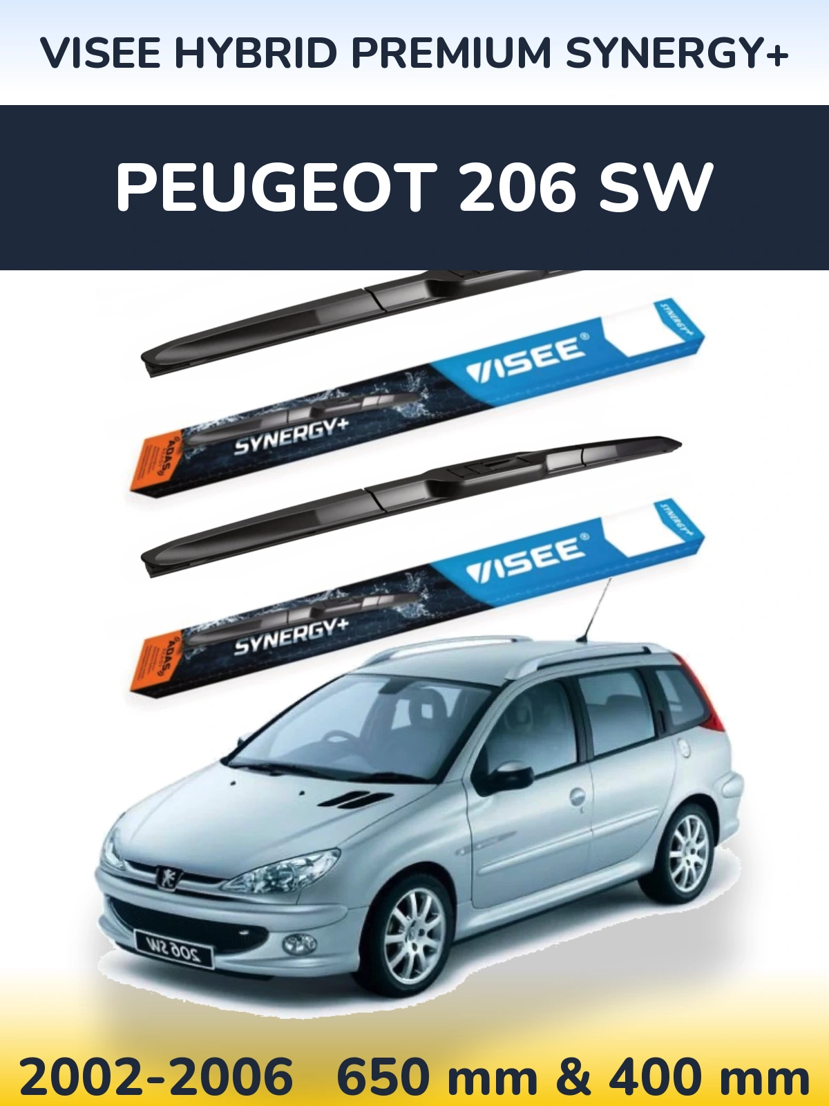 Ștergătoare VISEE HYBRID PREMIUM SYNERGY+ pentru Peugeot 206 SW