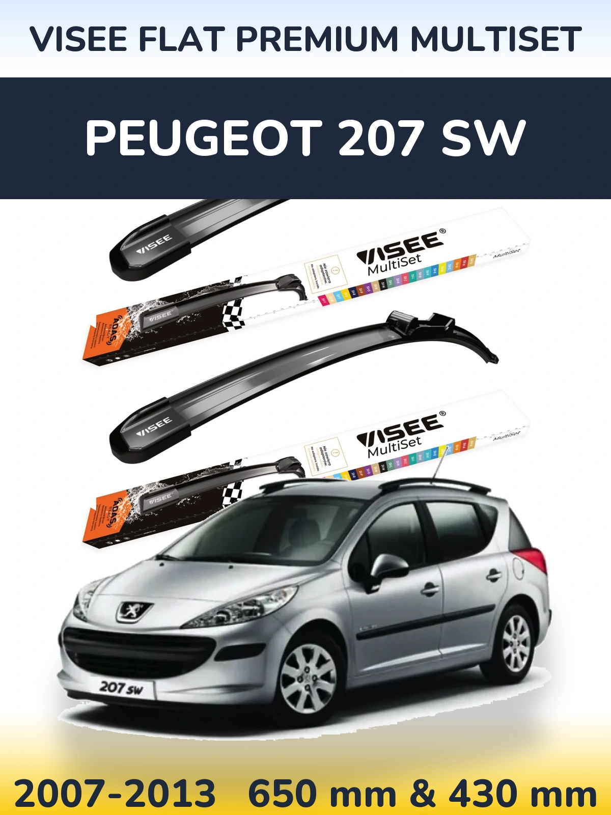 Ștergătoare VISEE FLAT PREMIUM MultiSet pentru Peugeot 207 SW