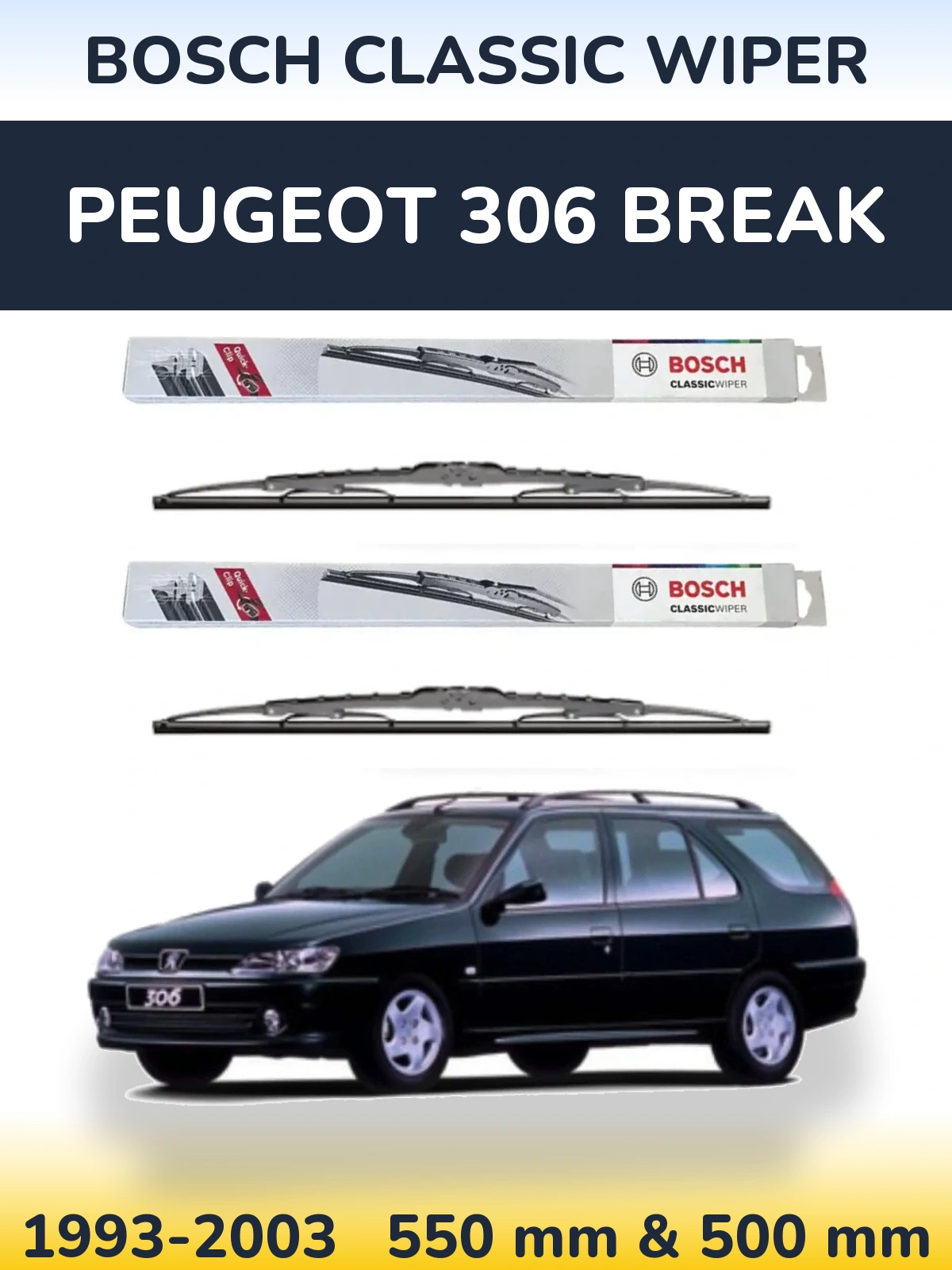 Ștergătoare BOSCH Classic Wiper pentru Peugeot 306 Break