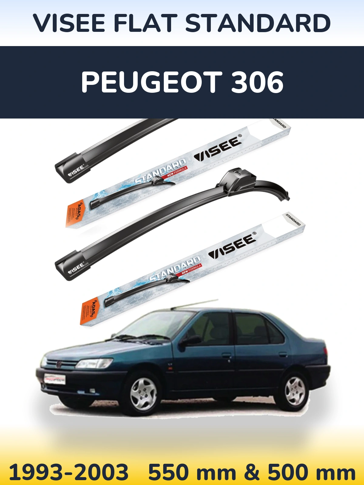 Ștergătoare VISEE FLAT STANDARD pentru Peugeot 306