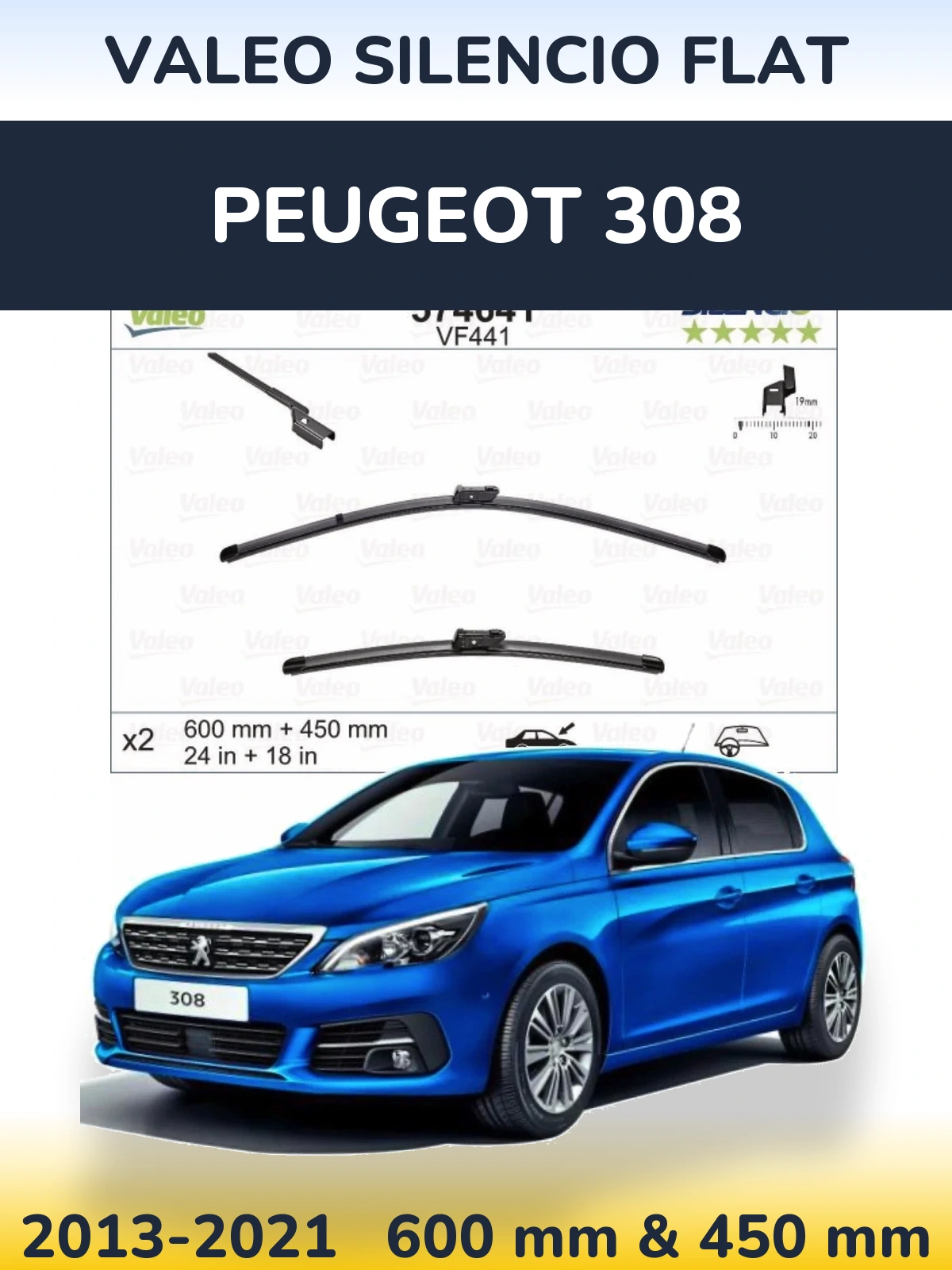 Ștergătoare Valeo Silencio Flat pentru Peugeot 308