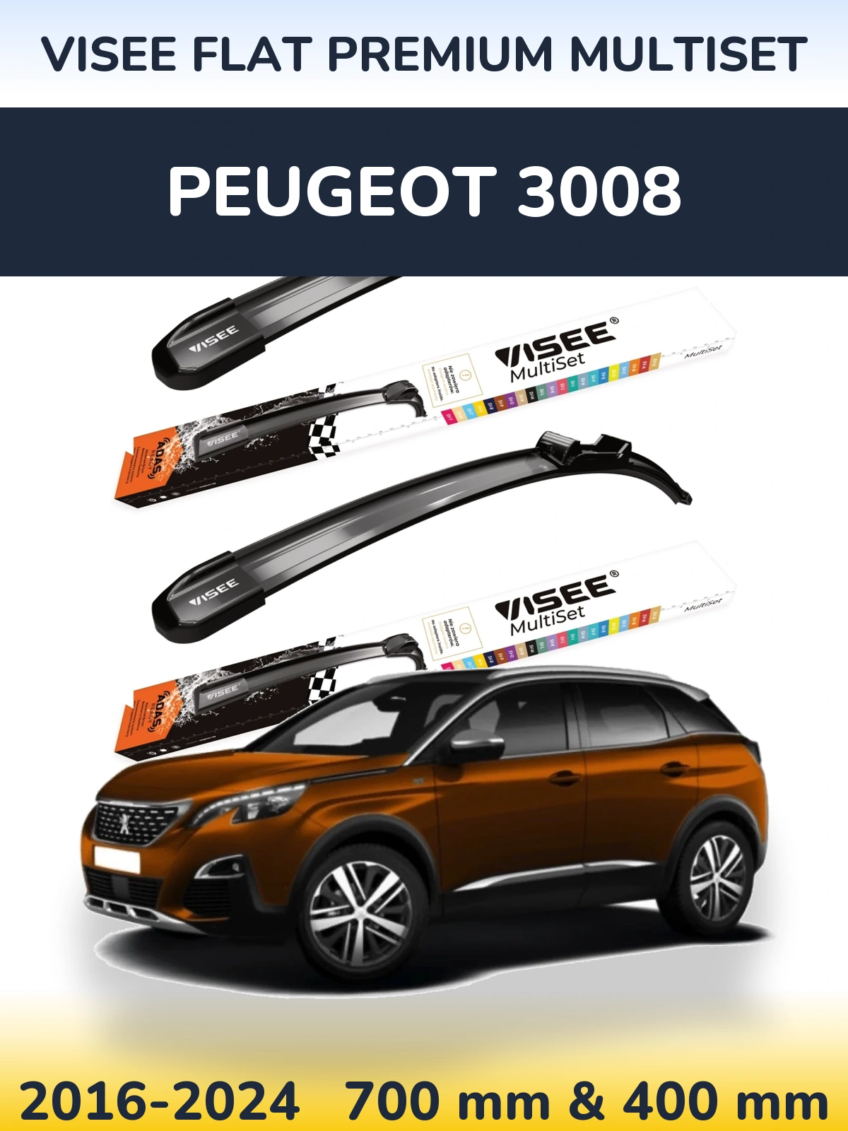 Ștergătoare VISEE FLAT PREMIUM MultiSet pentru Peugeot 3008