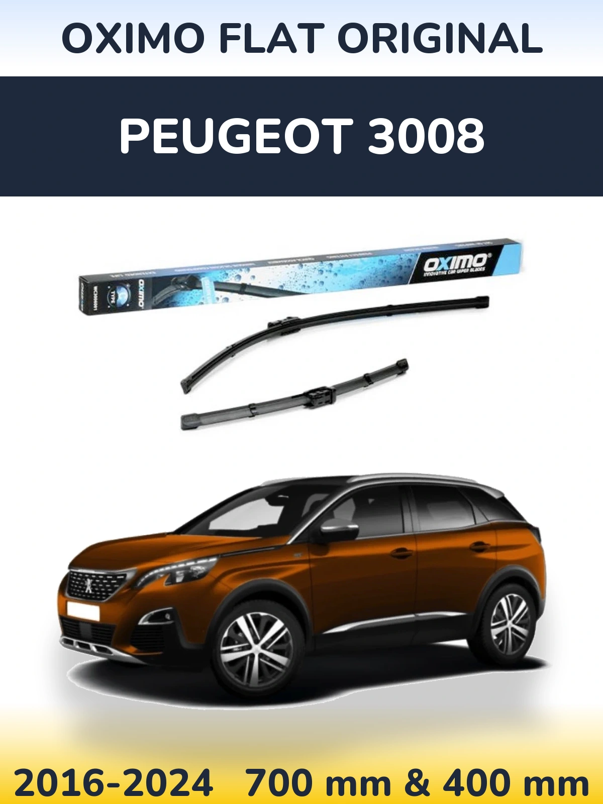 Комплект передних дворников Oximo Flat Original 700 & 400 мм для Peugeot 3008 2016-2024