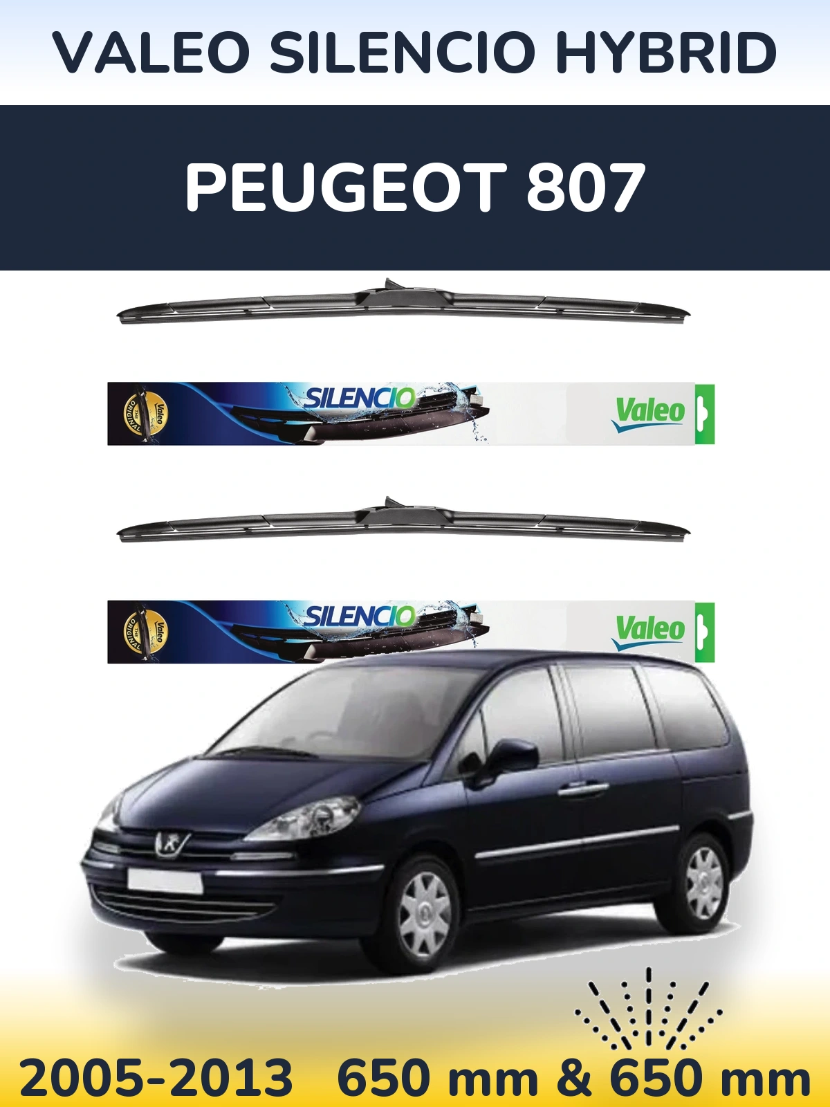 Ștergătoare Valeo Silencio Hybrid pentru Peugeot 807