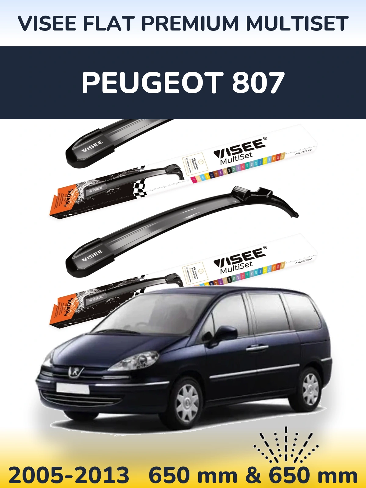 Ștergătoare VISEE FLAT PREMIUM MultiSet pentru Peugeot 807