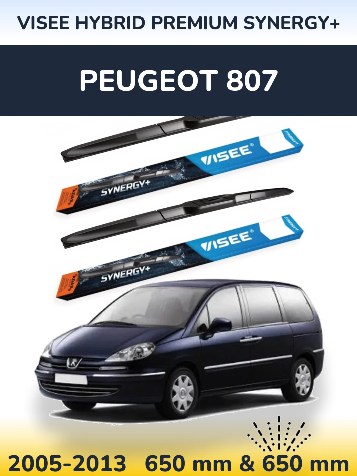 Ștergătoare VISEE HYBRID PREMIUM SYNERGY+ pentru Peugeot 807
