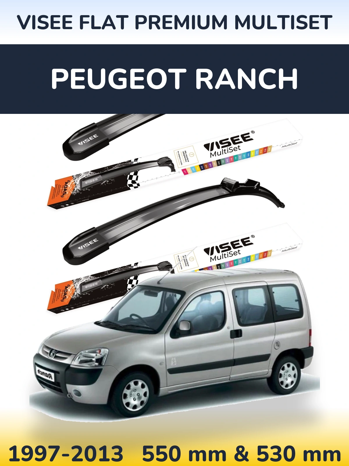 Ștergătoare VISEE FLAT PREMIUM MultiSet pentru Peugeot Ranch
