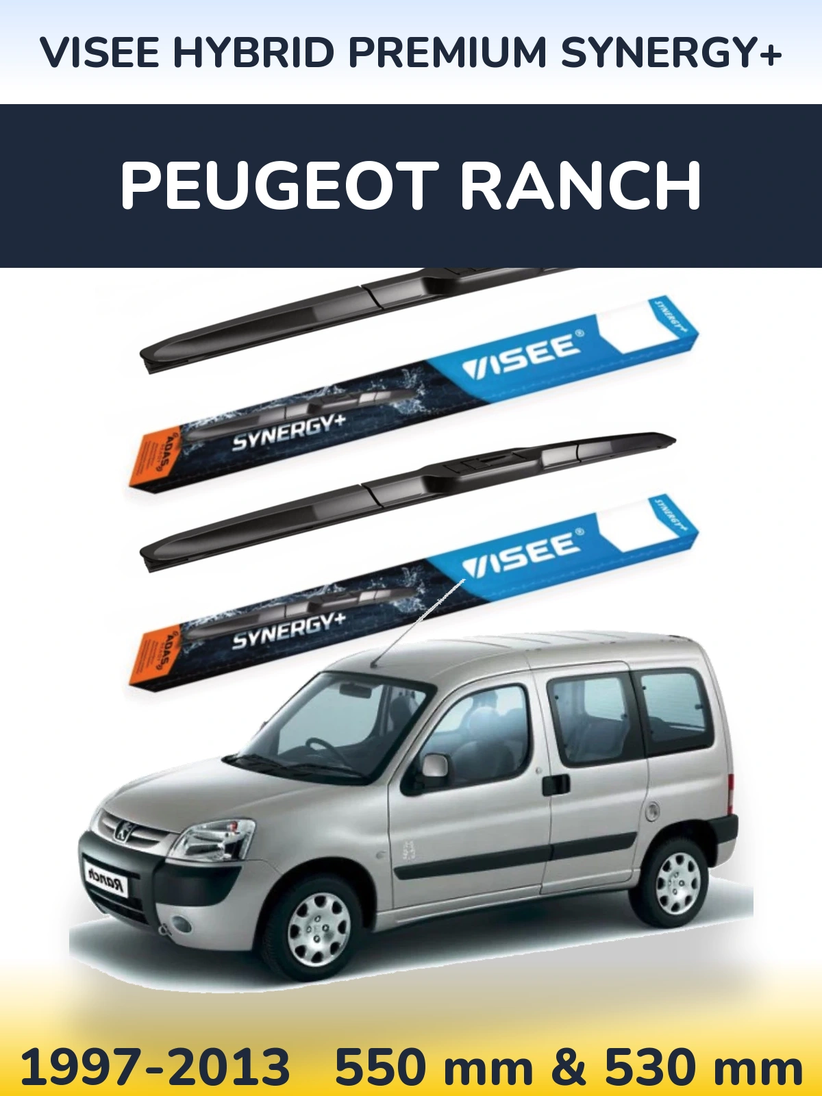 Ștergătoare VISEE HYBRID PREMIUM SYNERGY+ pentru Peugeot Ranch