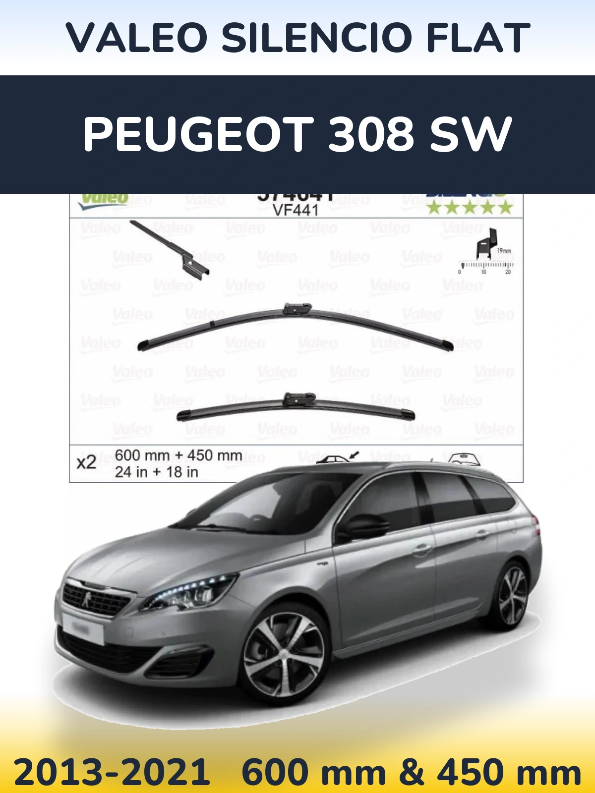Ștergătoare Valeo Silencio Flat pentru Peugeot 308 SW