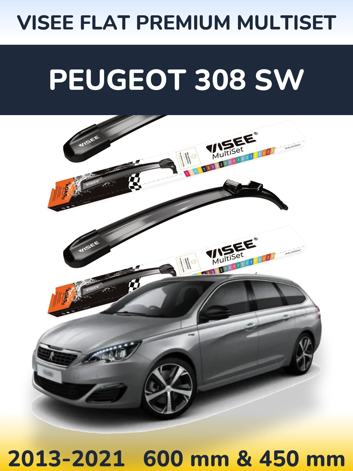 Ștergătoare VISEE FLAT PREMIUM MultiSet pentru Peugeot 308 SW