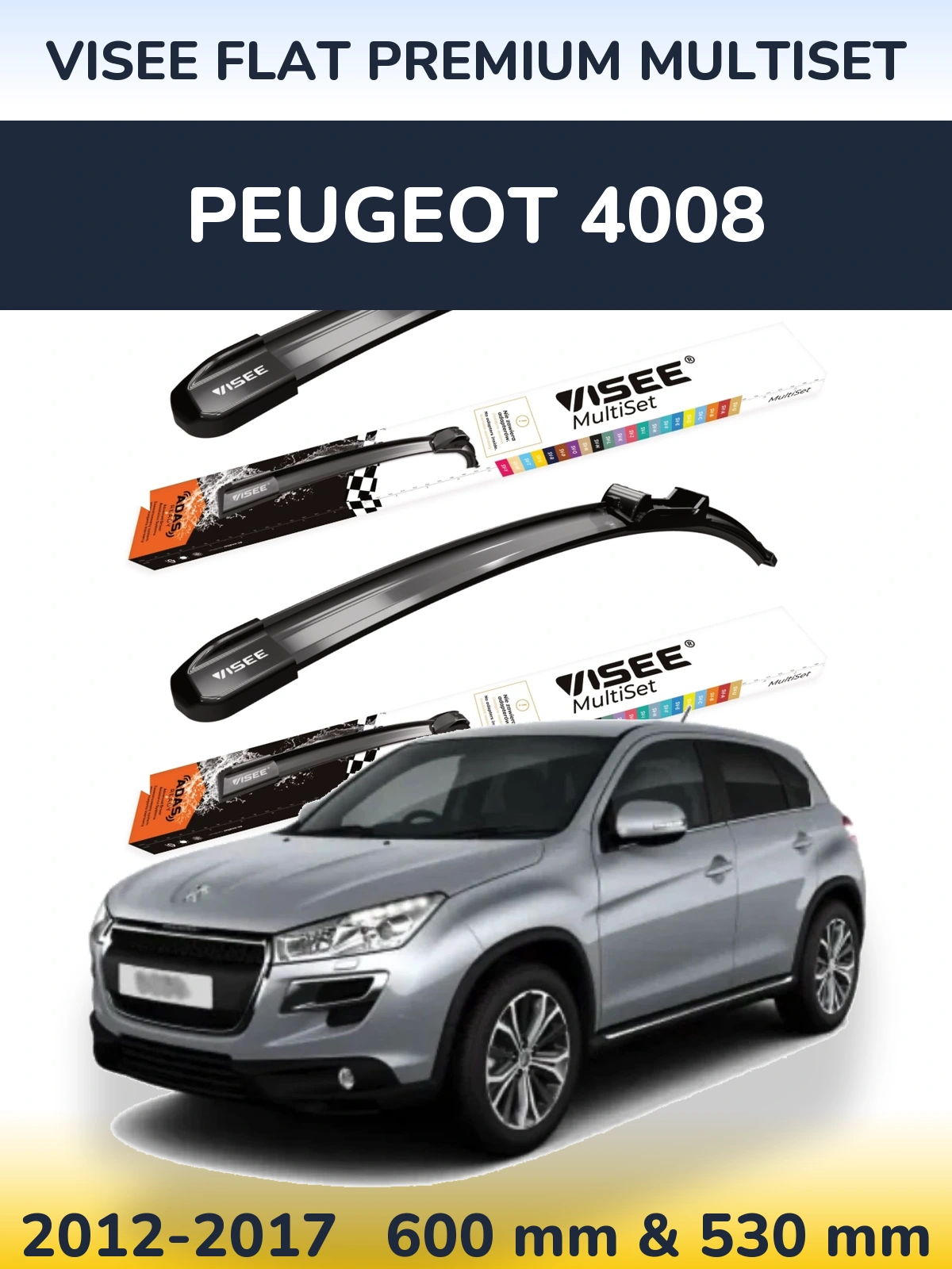 Ștergătoare VISEE FLAT PREMIUM MultiSet pentru Peugeot 4008