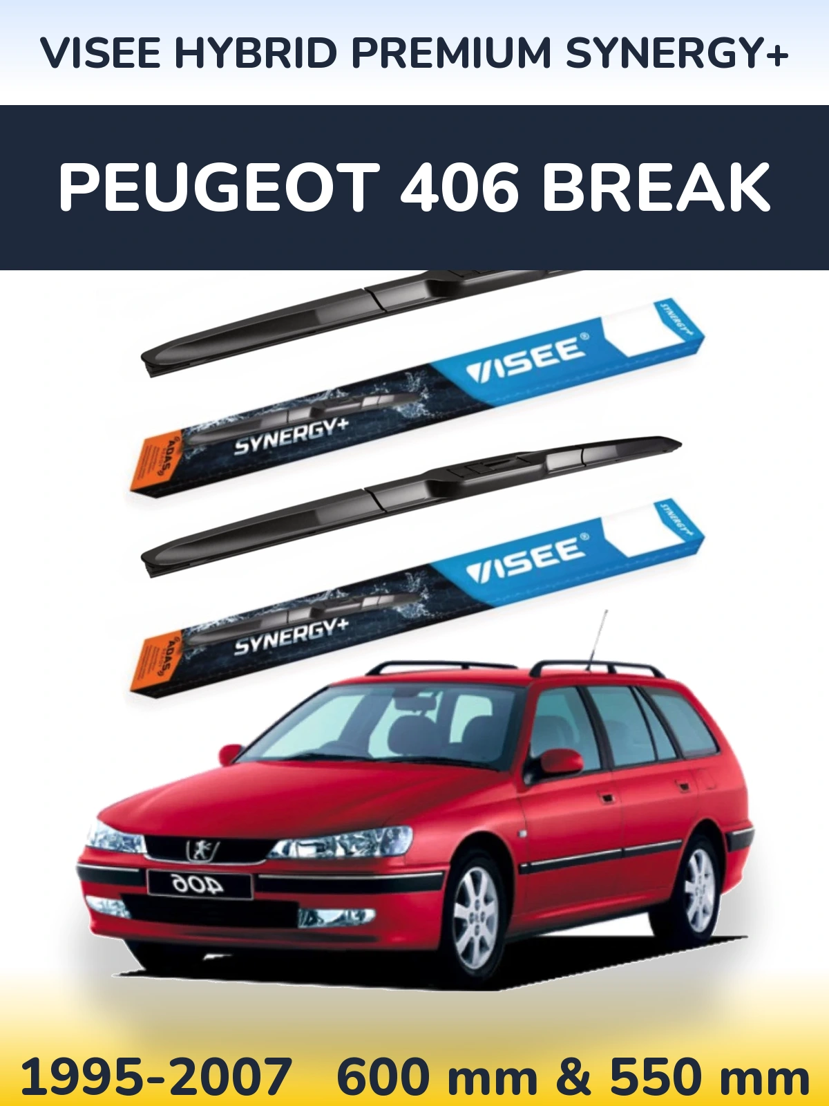 Ștergătoare VISEE HYBRID PREMIUM SYNERGY+ pentru Peugeot 406 Break