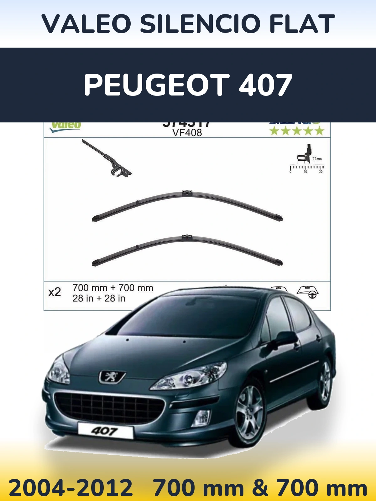 Ștergătoare Valeo Silencio Flat pentru Peugeot 407