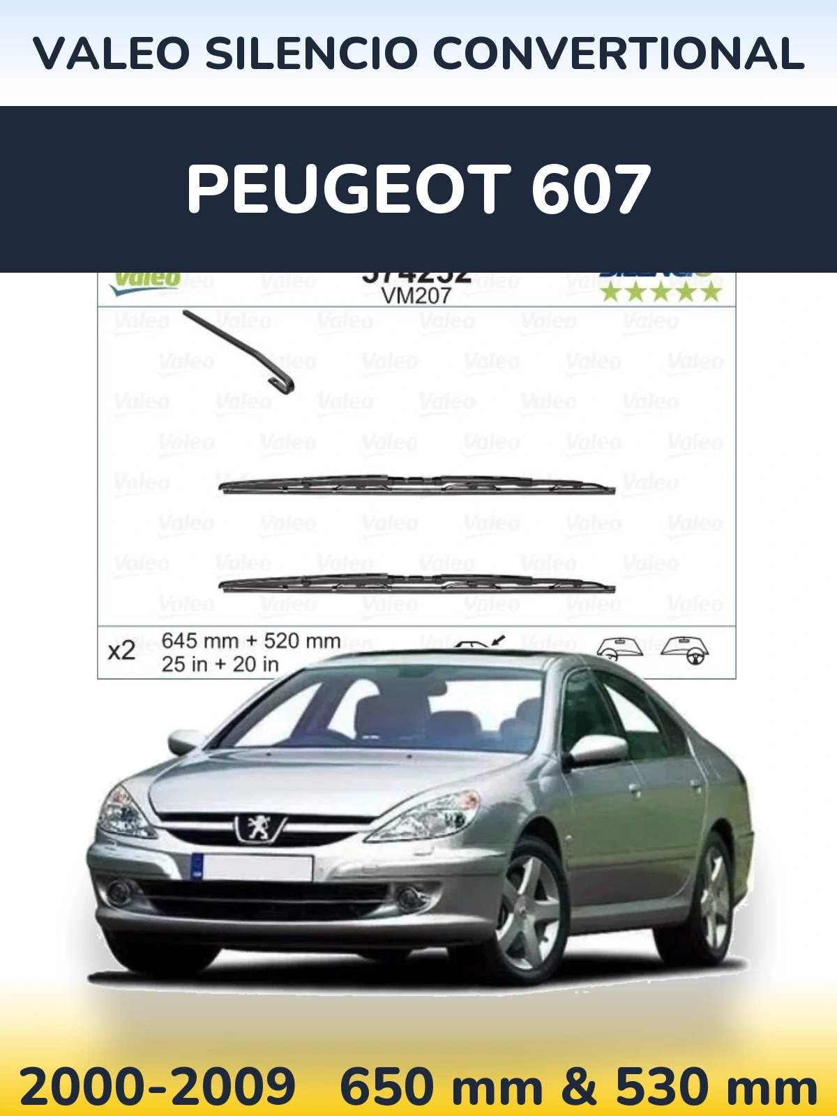 Ștergătoare Valeo Silencio Convertional pentru Peugeot 607