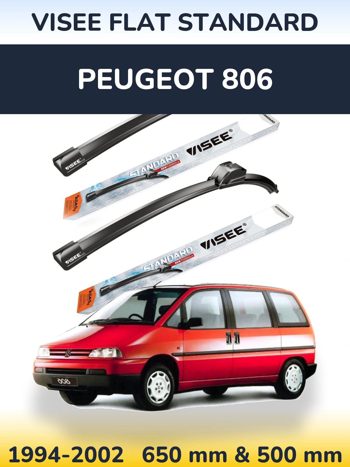 Ștergătoare VISEE FLAT STANDARD pentru Peugeot 806