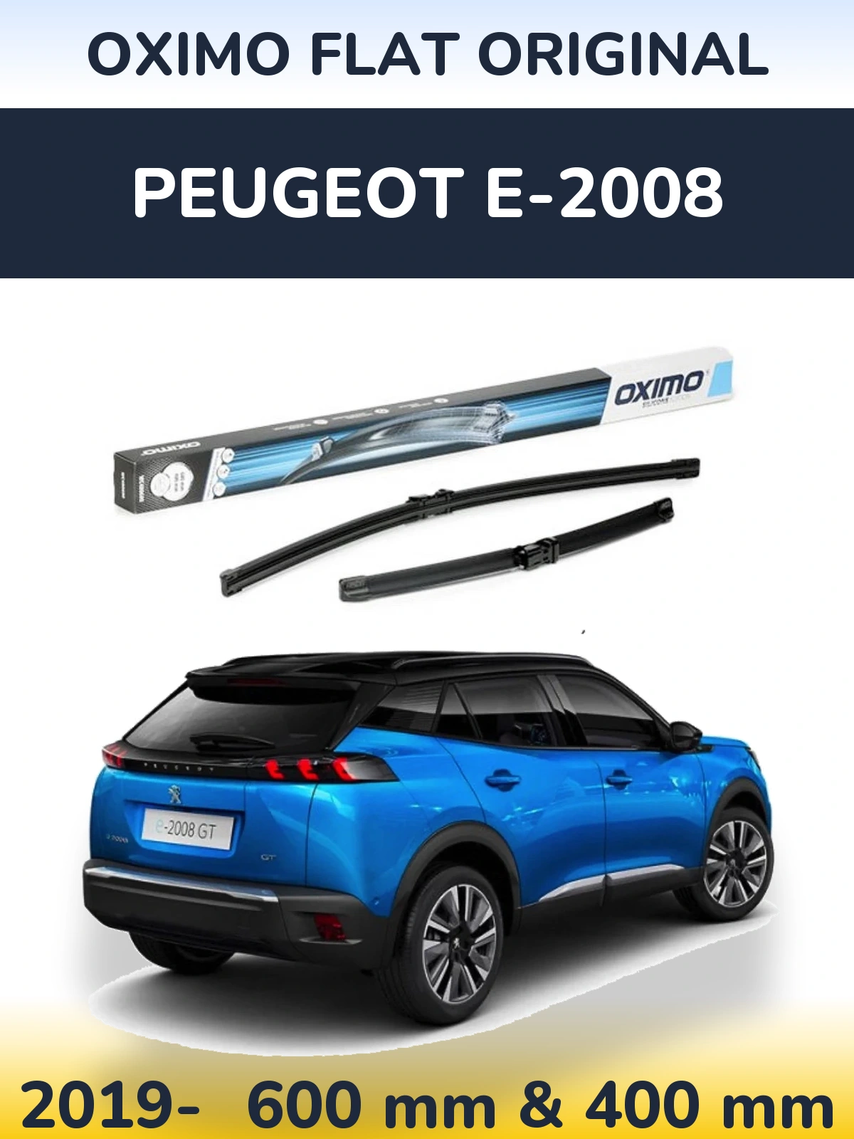 Комплект передних дворников Oximo Flat Original 600 & 400 мм для Peugeot e-2008 2019-2026