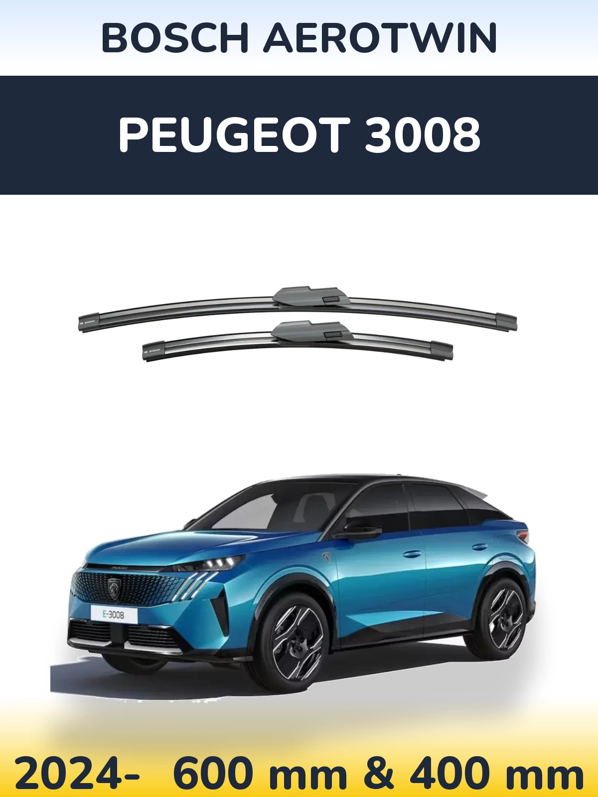 Комплект передних дворников BOSCH AeroTwin 600 & 400 мм для Peugeot 3008 2024-2026