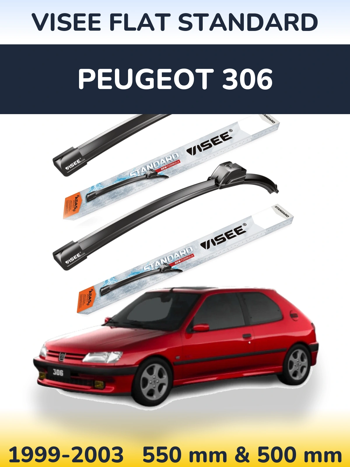 Ștergătoare VISEE FLAT STANDARD pentru Peugeot 306