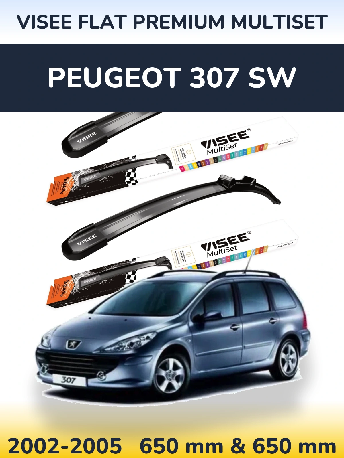 Ștergătoare VISEE FLAT PREMIUM MultiSet pentru Peugeot 307 SW