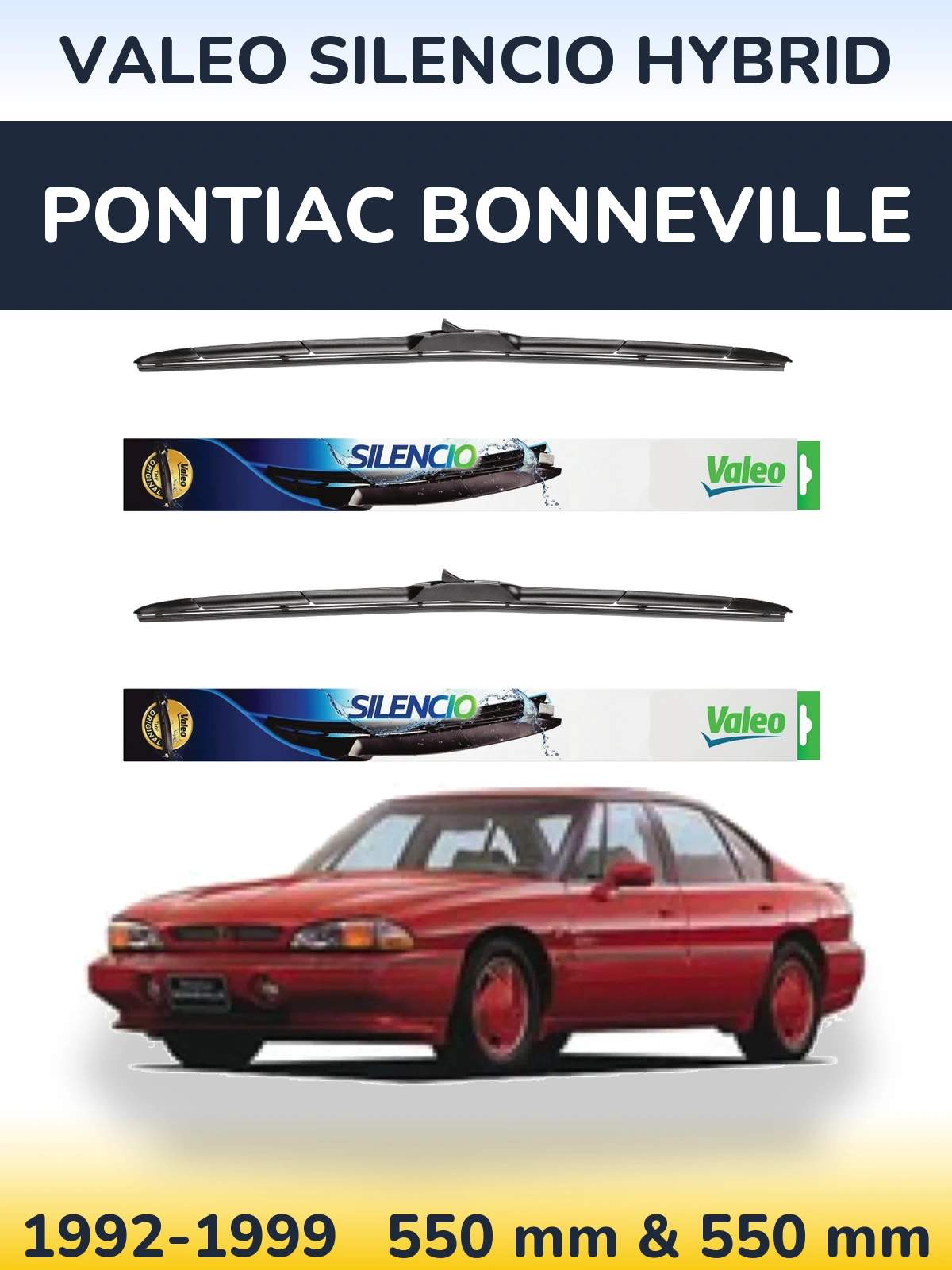 Комплект передних дворников Valeo Silencio Hybrid 550 & 550 мм для Pontiac Bonneville 1992-1999