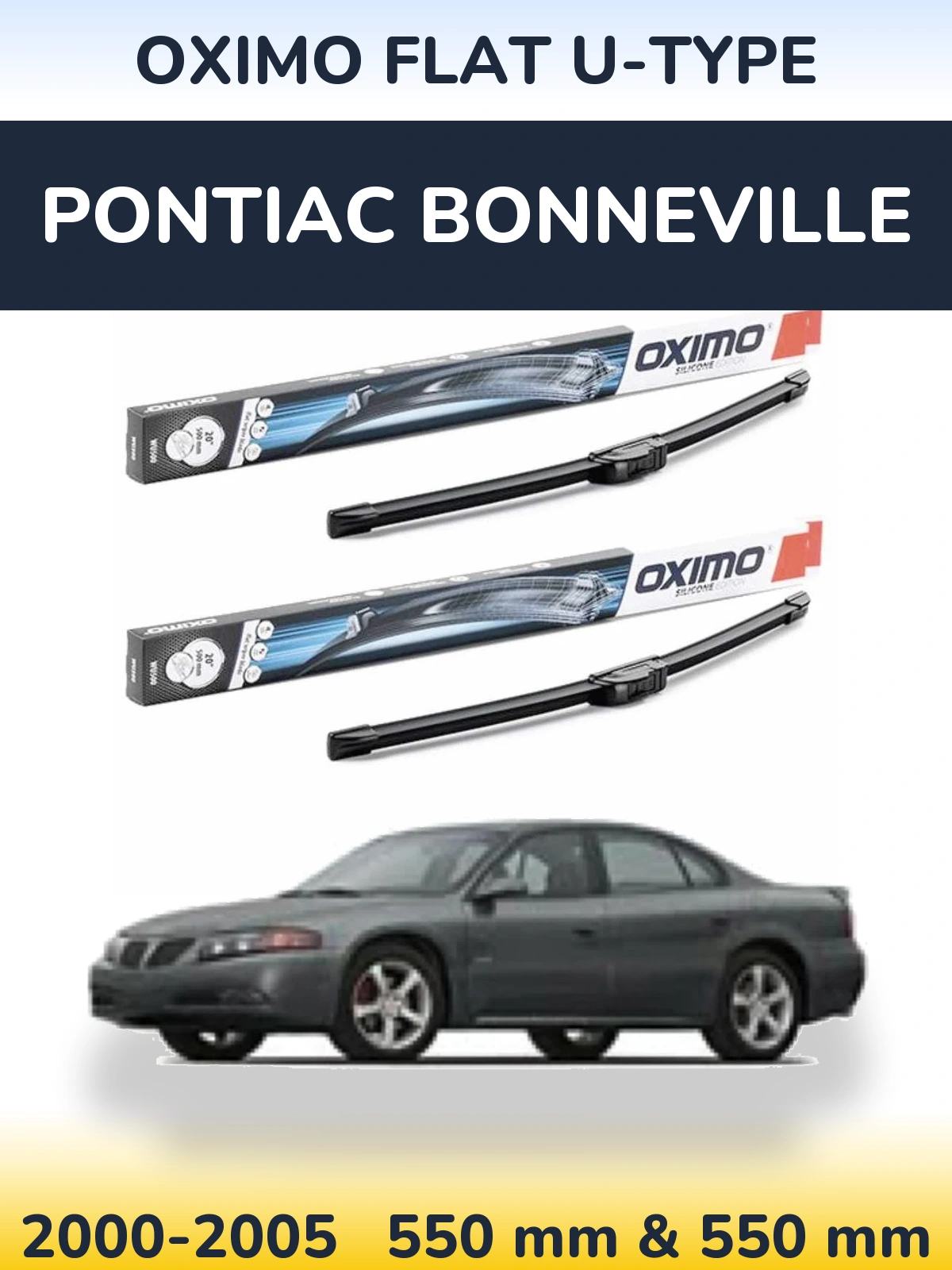 Комплект передних дворников Oximo Flat U-type 550 & 550 мм для Pontiac Bonneville 2000-2005