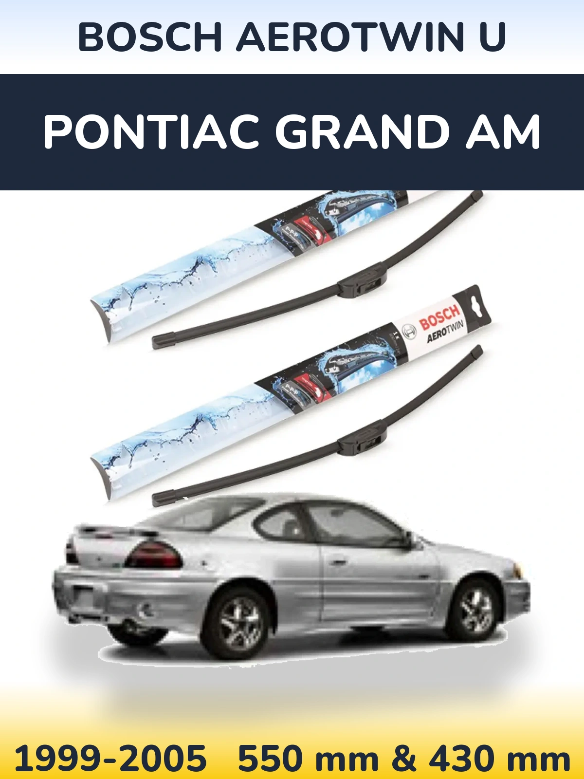 Комплект передних дворников BOSCH AeroTwin U 550 & 430 мм для Pontiac Grand AM 1999-2005