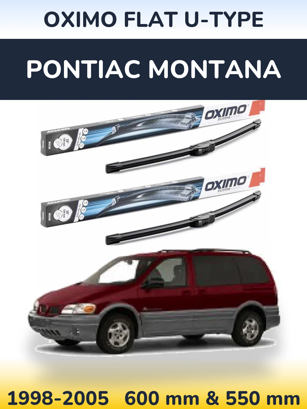 Комплект передних дворников Oximo Flat U-type 600 & 550 мм для Pontiac Montana 1998-2005