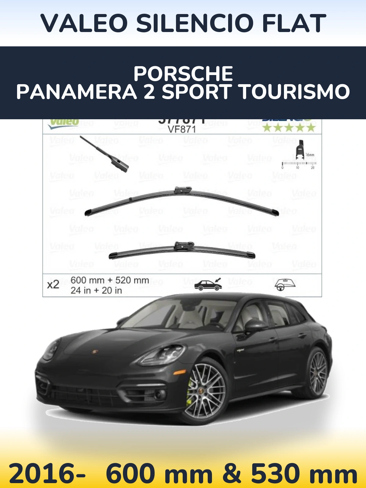 Ștergătoare Valeo Silencio Flat pentru Porsche Panamera 2 Sport Tourismo