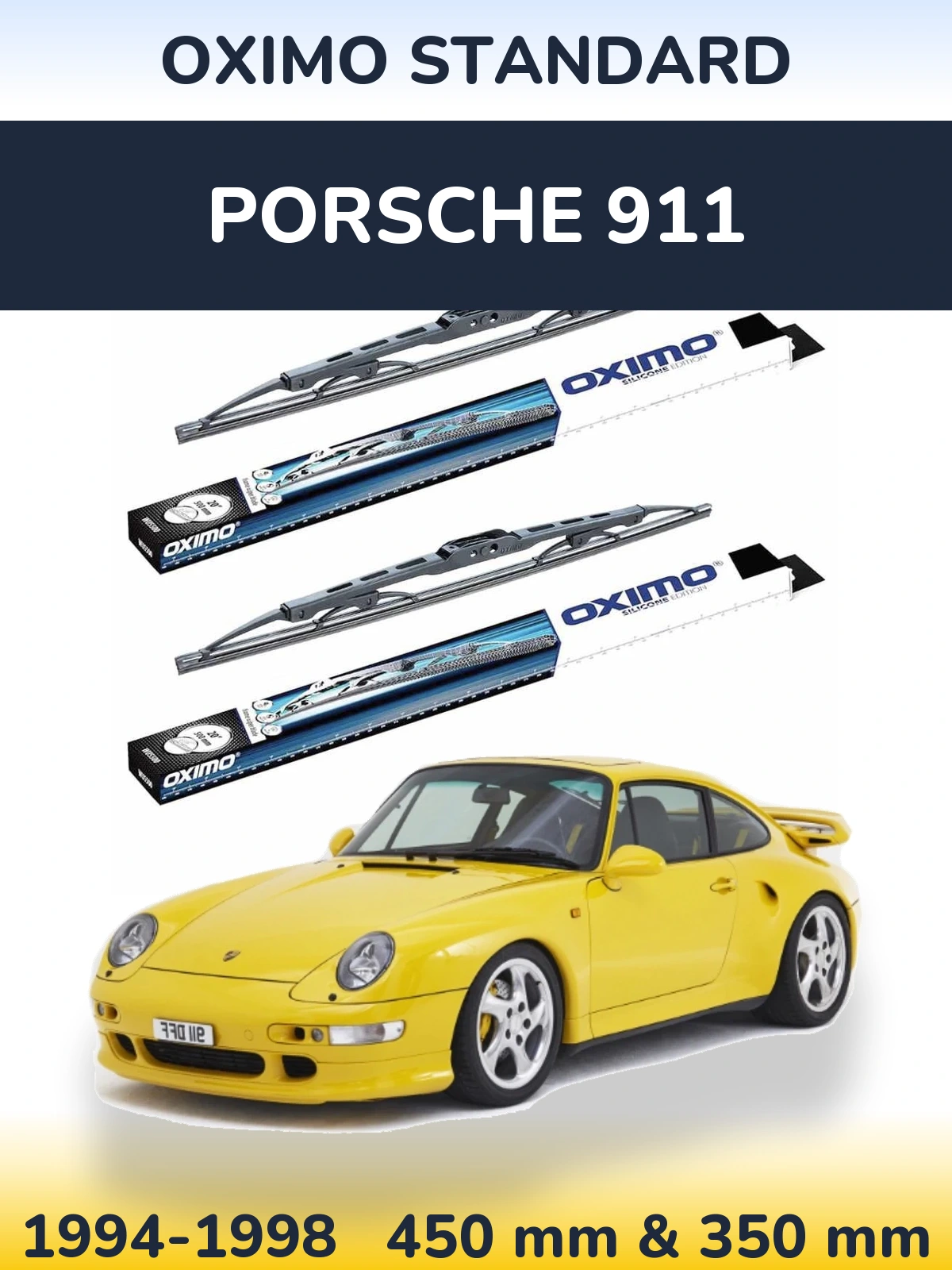 Front wiper blade set Oximo Standard 450 & 350 mm for Porsche 911 1994-1998