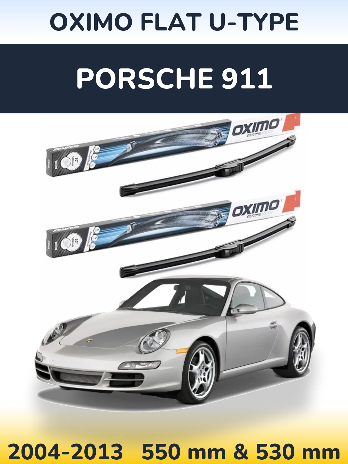 Комплект передних дворников Oximo Flat U-type 550 & 530 мм для Porsche 911 2004-2013