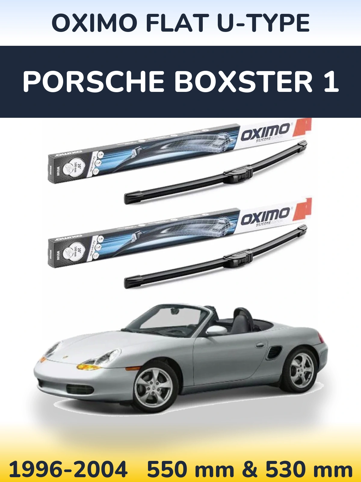 Комплект передних дворников Oximo Flat U-type 550 & 530 мм для Porsche Boxster 1 1996-2004