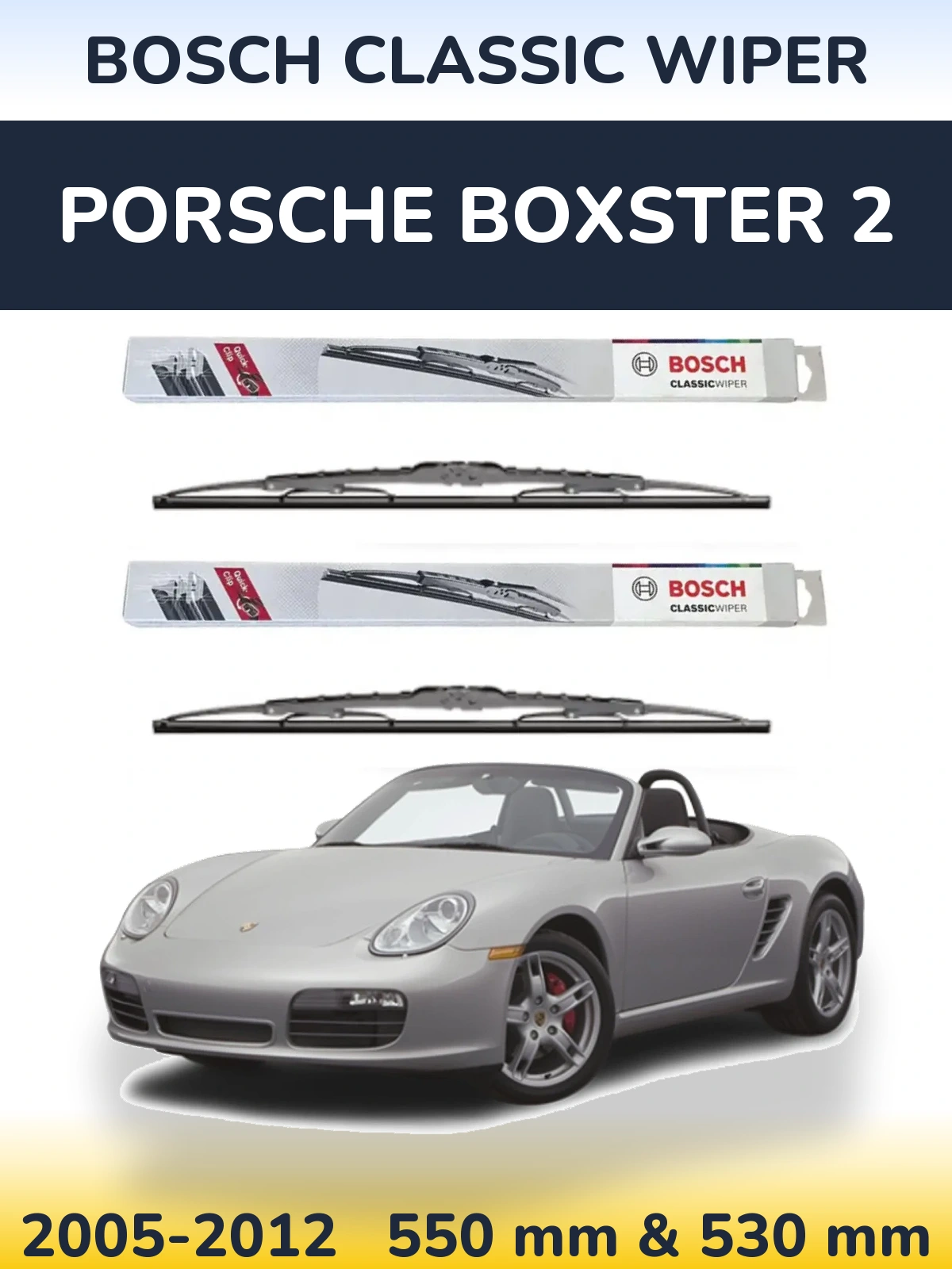 Комплект передних дворников BOSCH Classic Wiper 550 & 530 мм для Porsche Boxster 2 2005-2012