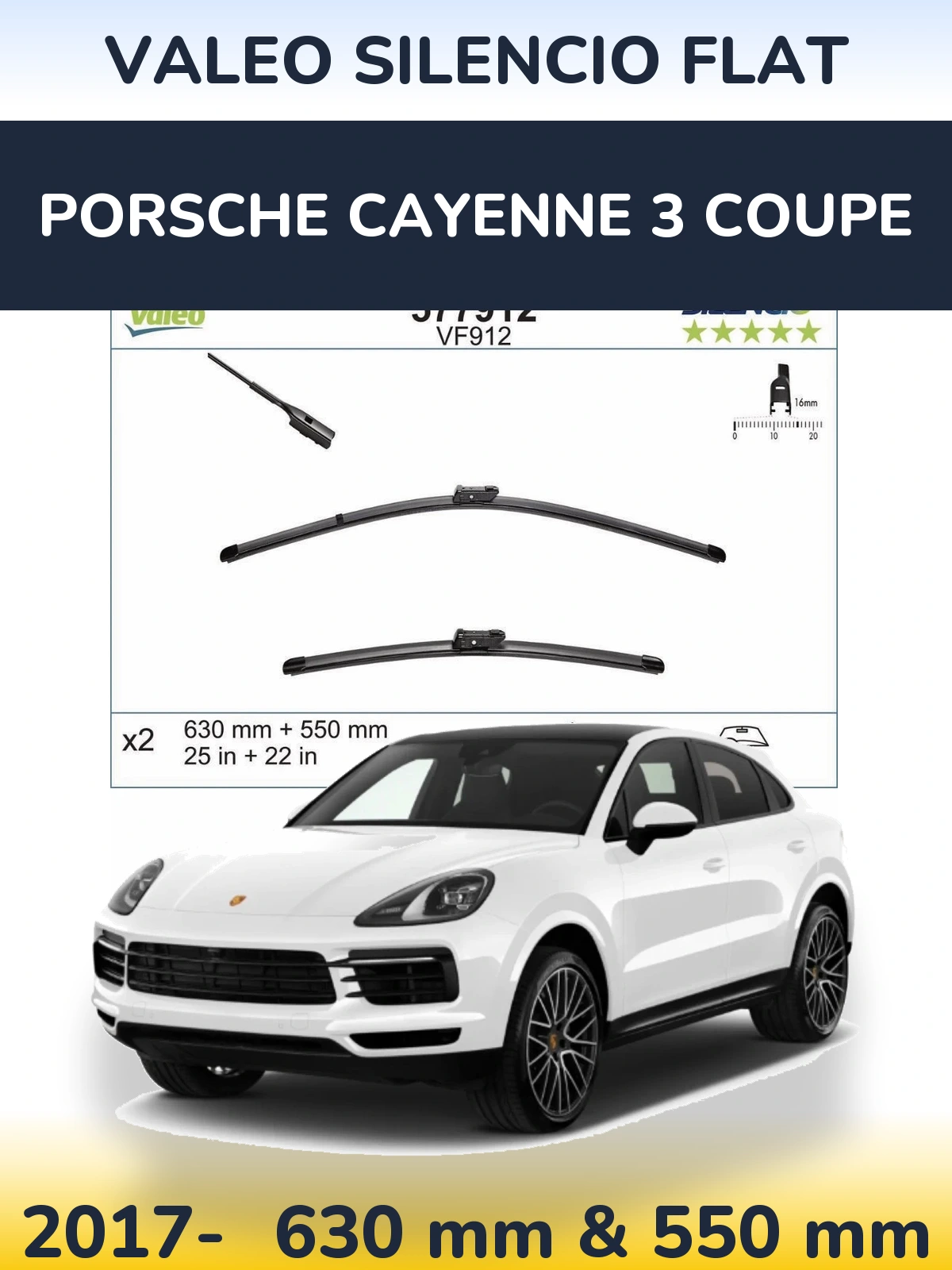 Ștergătoare Valeo Silencio Flat pentru Porsche Cayenne 3 Coupe
