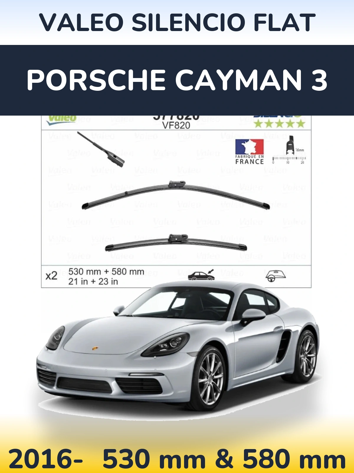 Ștergătoare Valeo Silencio Flat pentru Porsche Cayman 3