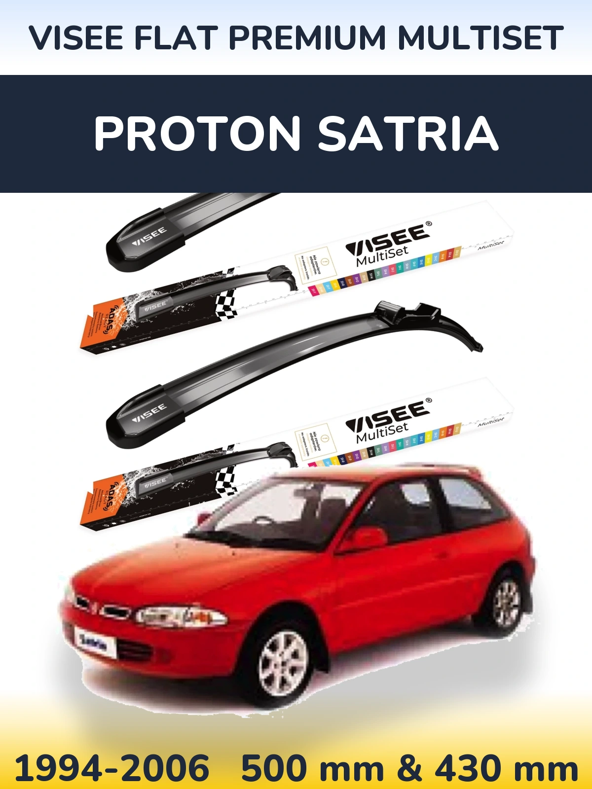 Ștergătoare VISEE FLAT PREMIUM MultiSet pentru Proton Satria