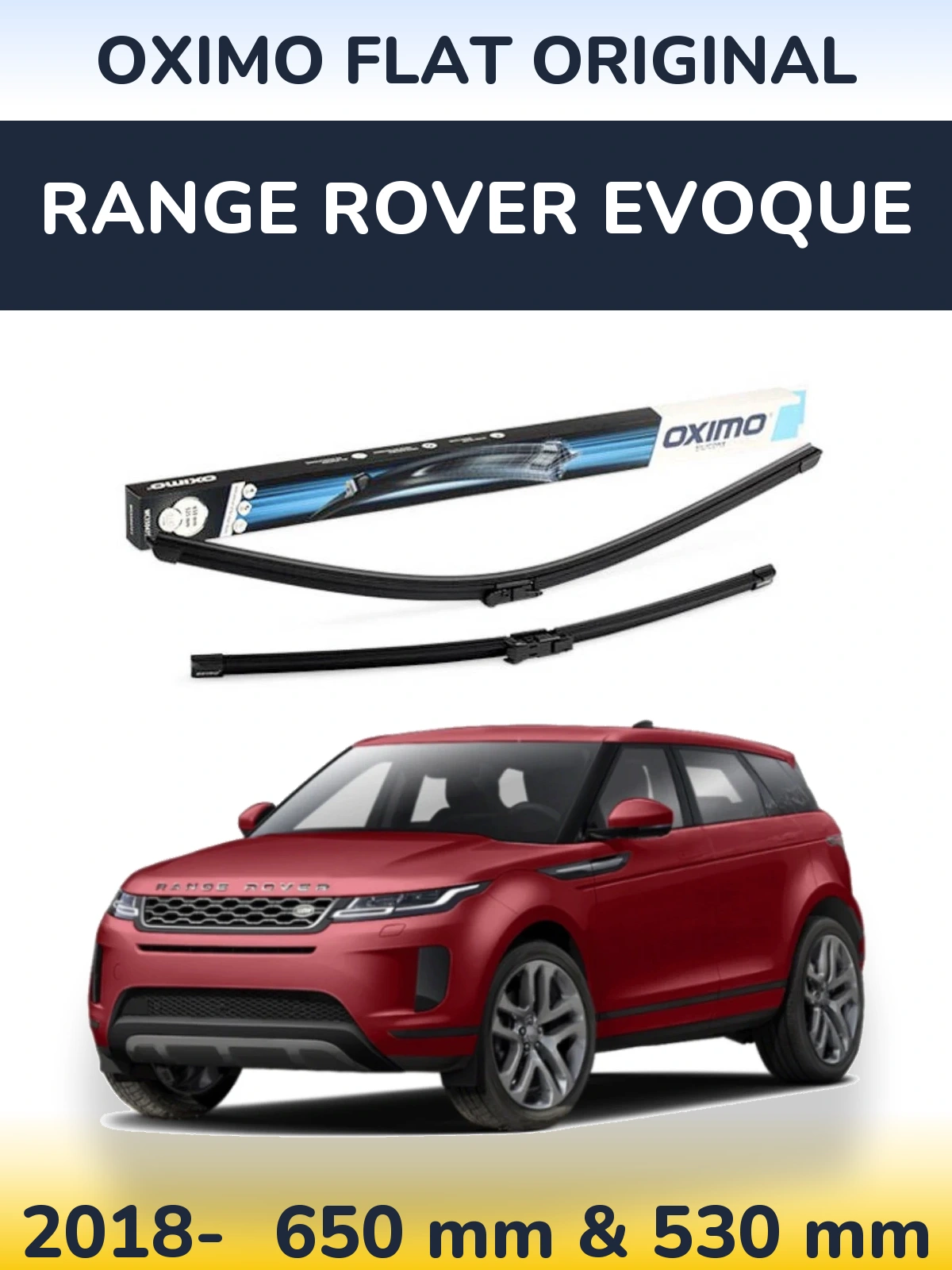 Комплект передних дворников Oximo Flat Original 650 & 530 мм для Range Rover Evoque 2018-2026