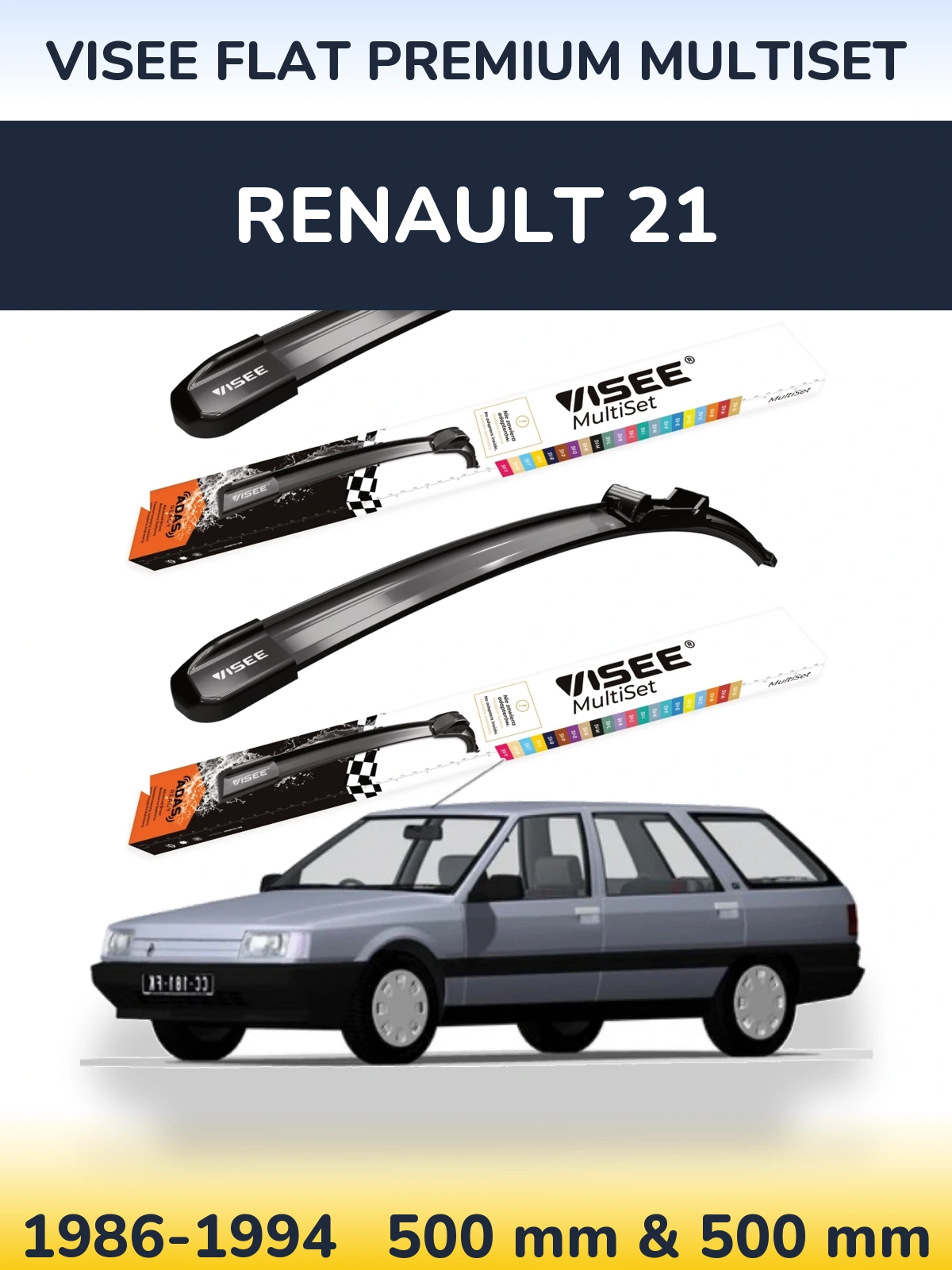 Ștergătoare VISEE FLAT PREMIUM MultiSet pentru Renault 21