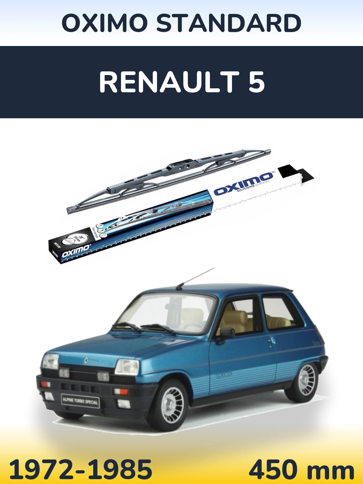 Rear wiper blade Oximo Standard 450 mm for Renault 5 1972-1985