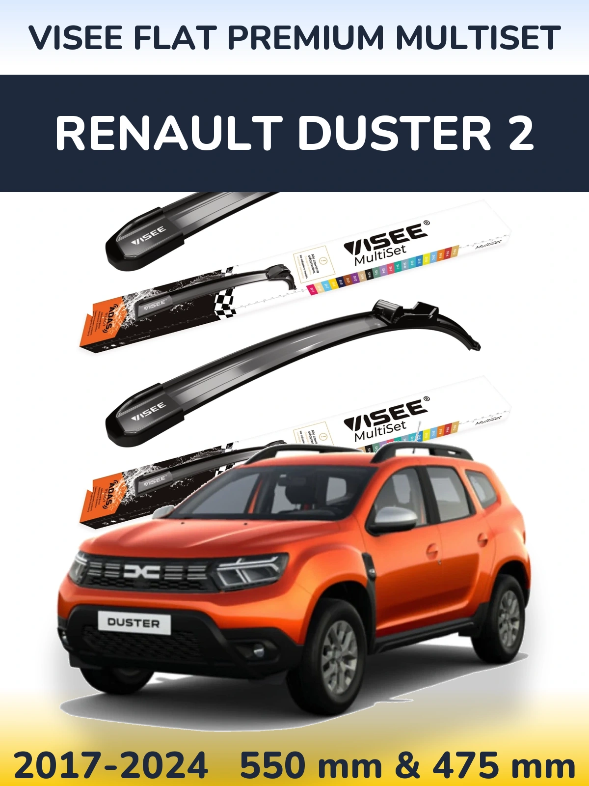 Ștergătoare VISEE FLAT PREMIUM MultiSet pentru Renault Duster 2